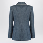 Valentino Double-Breasted Chambray Denim Jacket Blue