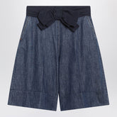 Valentino denim bermuda shorts with oversized bow blue