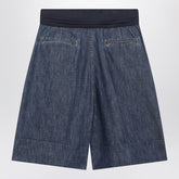 Valentino denim bermuda shorts with oversized bow blue