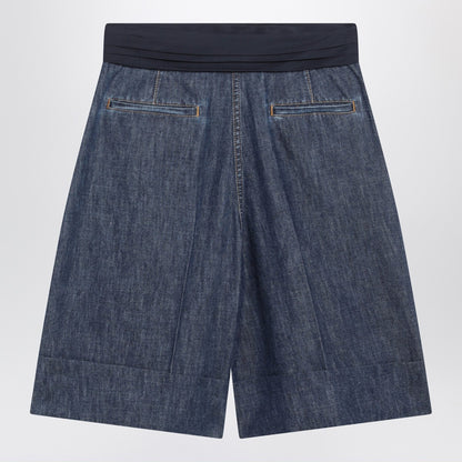 Valentino denim bermuda shorts with oversized bow blue