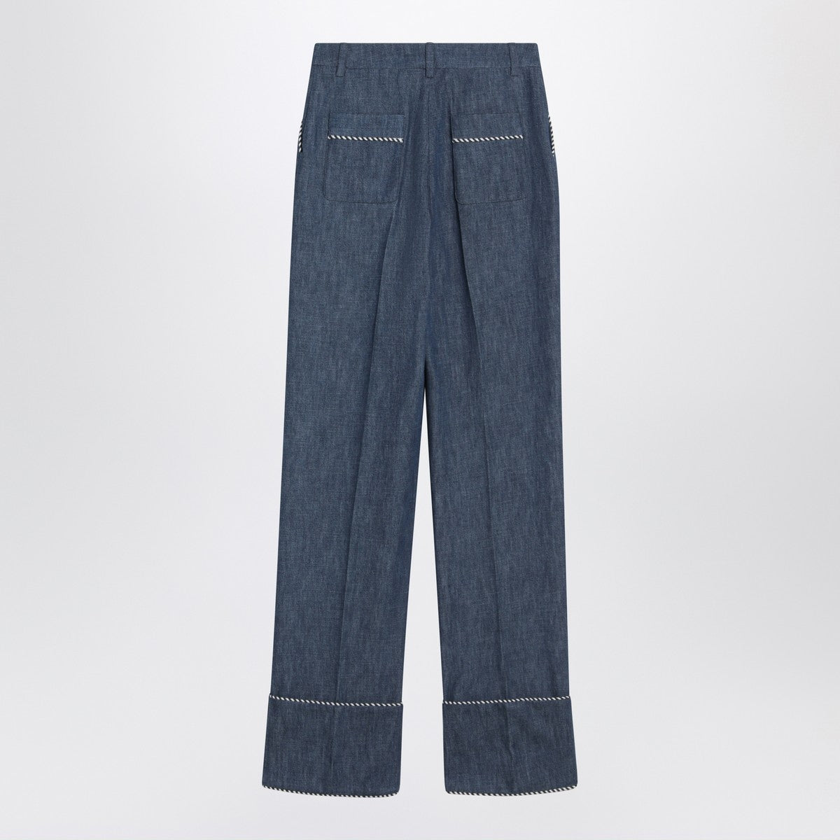 Valentino High-Waisted Chambray Denim Blue Trousers Blue