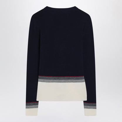 Valentino Embroidered Wool Cardigan with Chez Valentino Detail Navy Blue