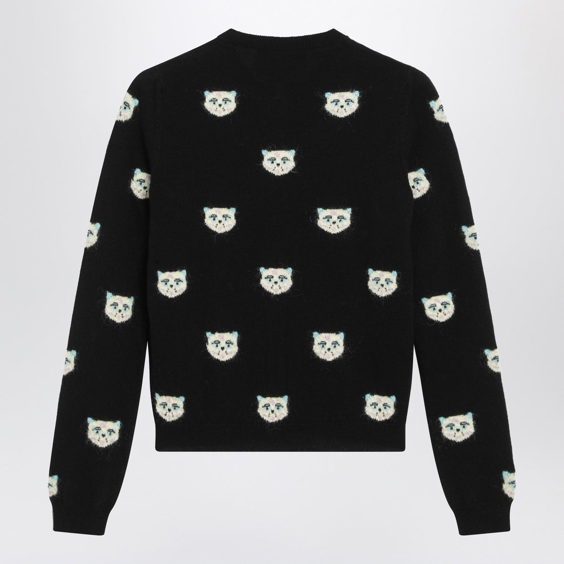 Valentino Le Chat De La Maison Intarsia Wool Cardigan Black