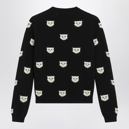 Valentino Le Chat De La Maison Intarsia Wool Cardigan Black
