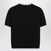 Valentino Black Wool Crewneck Sweater with Crystal Embellishments Black