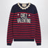 Valentino Blue and Red Striped Wool Sweater with Ruffled Neck Multicolor