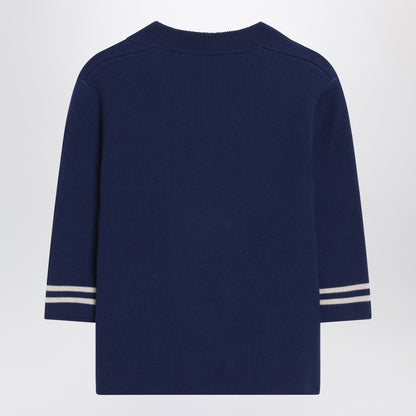 Valentino Double-Breasted Wool Cardigan with Contrasting Details Blue Blue