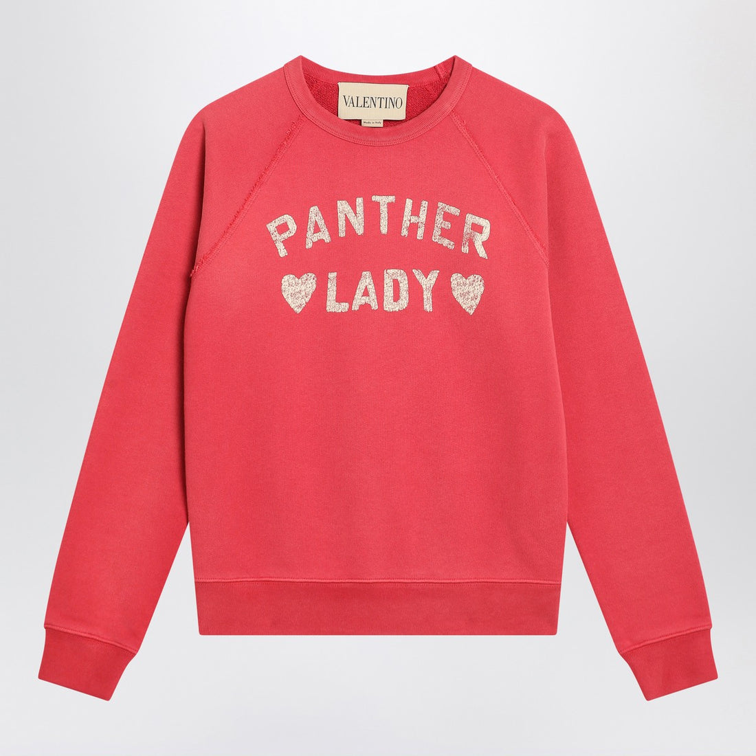 Valentino Light Red Vintage Effect Wool Crew Neck Sweatshirt Red
