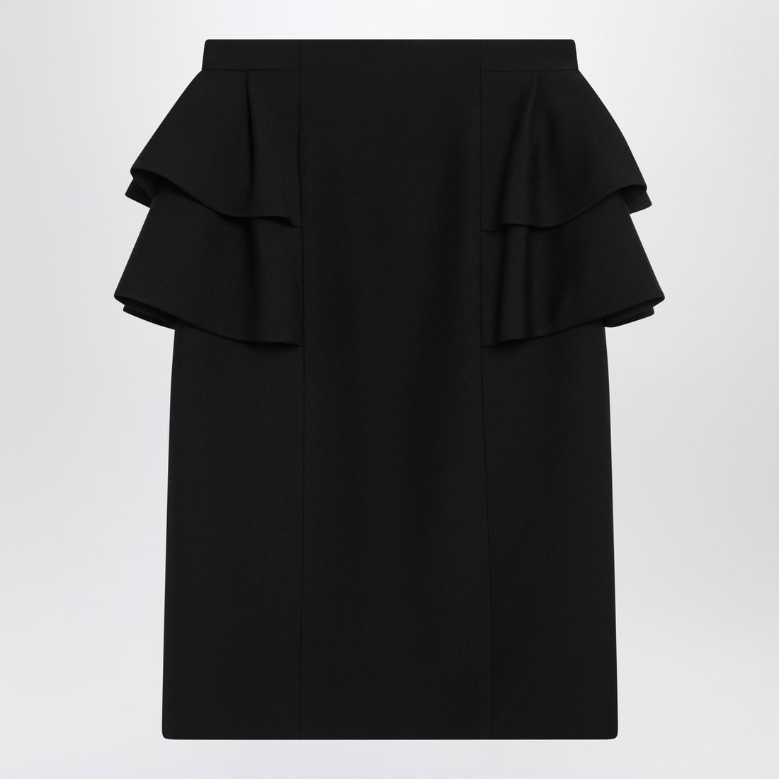 Valentino Midi wool and silk skirt with ruffled hips black Black