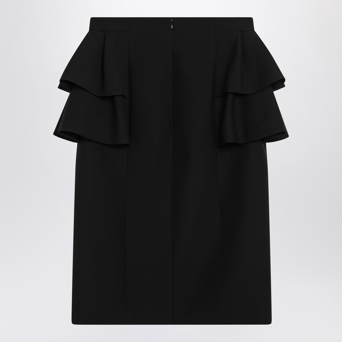 Valentino Midi wool and silk skirt with ruffled hips black Black