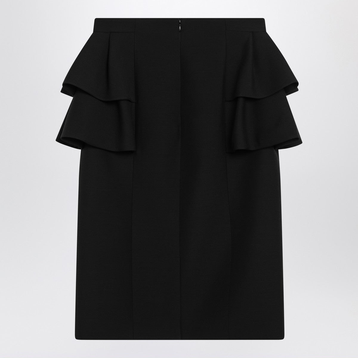 Valentino Midi wool and silk skirt with ruffled hips black Black