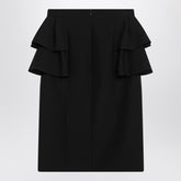 Valentino Midi wool and silk skirt with ruffled hips black Black