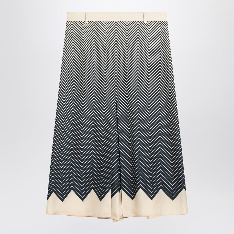 Valentino High-waisted blue and ivory silk skirt with pleats Blue