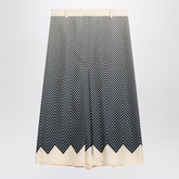 Valentino High-waisted blue and ivory silk skirt with pleats Blue