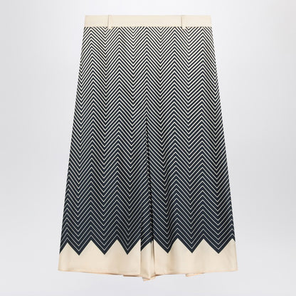 Valentino High-waisted blue and ivory silk skirt with pleats Blue