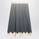 Valentino High-waisted blue and ivory silk skirt with pleats Blue