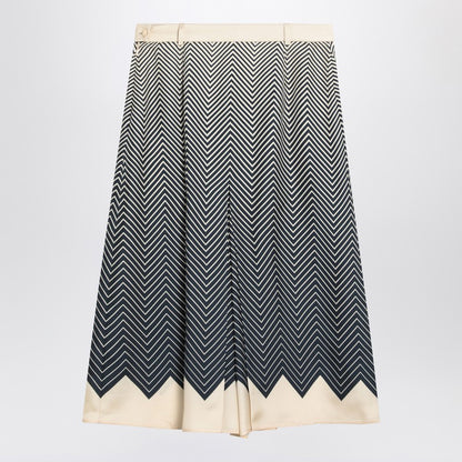 Valentino High-waisted blue and ivory silk skirt with pleats Blue