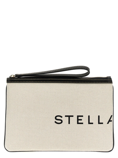 Stella Mccartney Logo Clutch Bag Beige