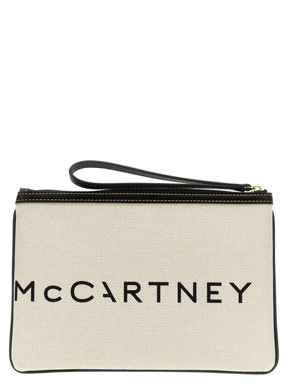 Stella Mccartney Logo Clutch Bag Beige
