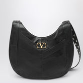 Valentino Garavani Medium Chevron-Pattern Nappa Hobo Bag Black