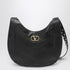 Valentino Garavani Medium Chevron-Pattern Nappa Hobo Bag Black
