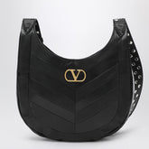 Valentino Garavani Small Chevron-Pattern Nappa Hobo Bag Black