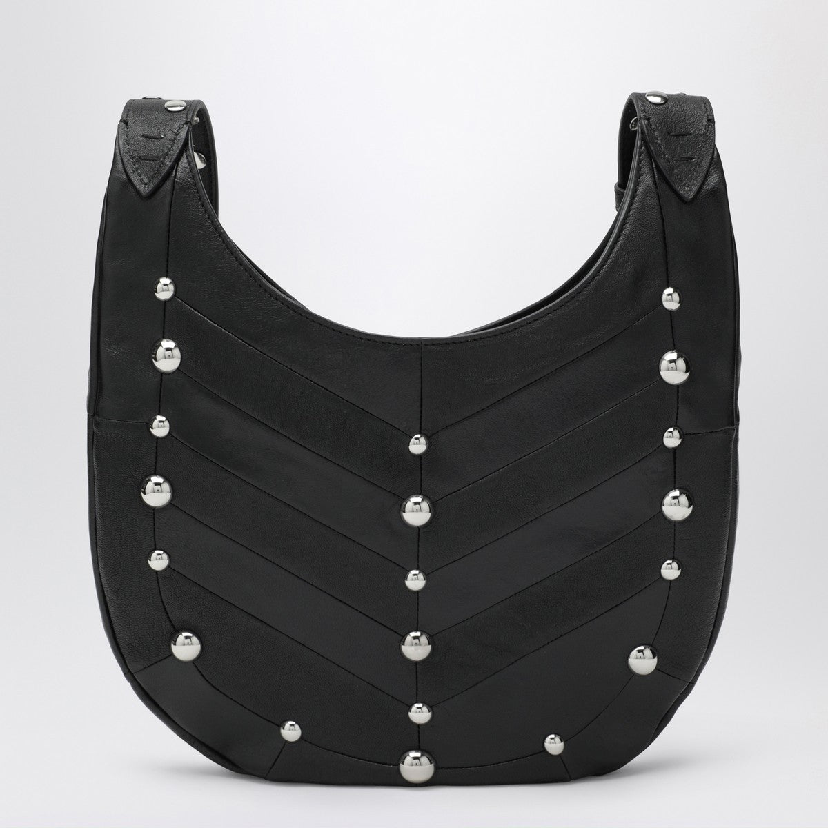 Valentino Garavani Small Black Chevron Hobo Bag with Studs Black