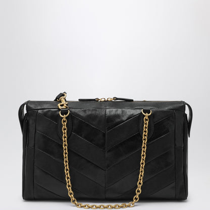 Valentino Garavani Panthea Chevron-Pattern Nappa Shoulder Bag Black