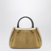 Valentino Garavani VLogo Small Suede Shopper Bag Beige