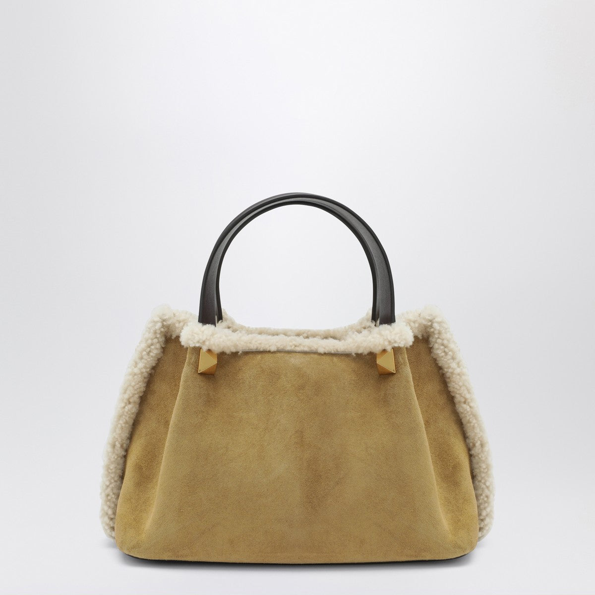 Valentino Garavani VLogo Small Suede Shopper Bag Beige