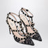 Valentino Garavani High Rockstud Black Lace Pumps with Suede Trim and Ankle Straps Black