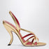 Valentino Garavani Fetishique interwoven gold leather sandals with VLogo and curved heel metal