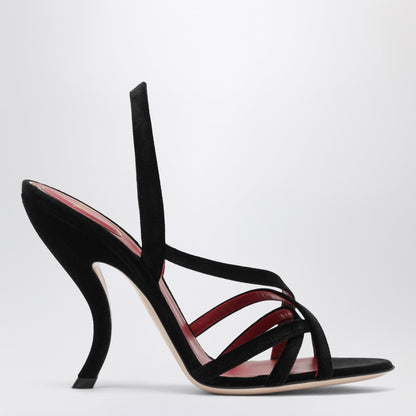Valentino Garavani Fetishique Interlaced Velvet Sandals Black