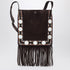 Valentino Garavani Nellcôte brown suede shoulder bag with fringes brown