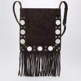 Valentino Garavani Nellcôte brown suede shoulder bag with fringes brown