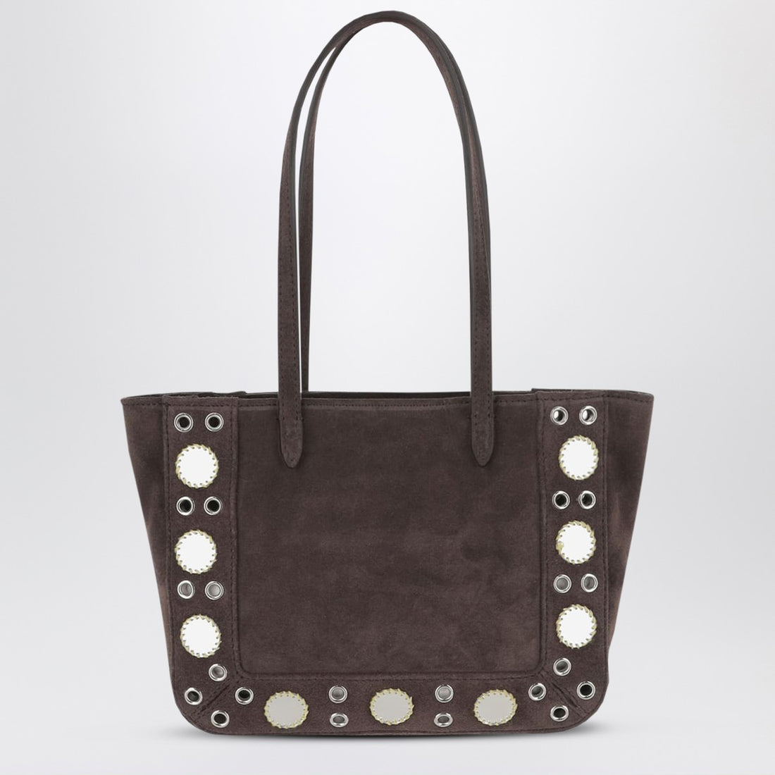 Valentino Garavani Mini Nellcôte Tote Bag in Brown Suede with Multicolor Embroidery multicolor