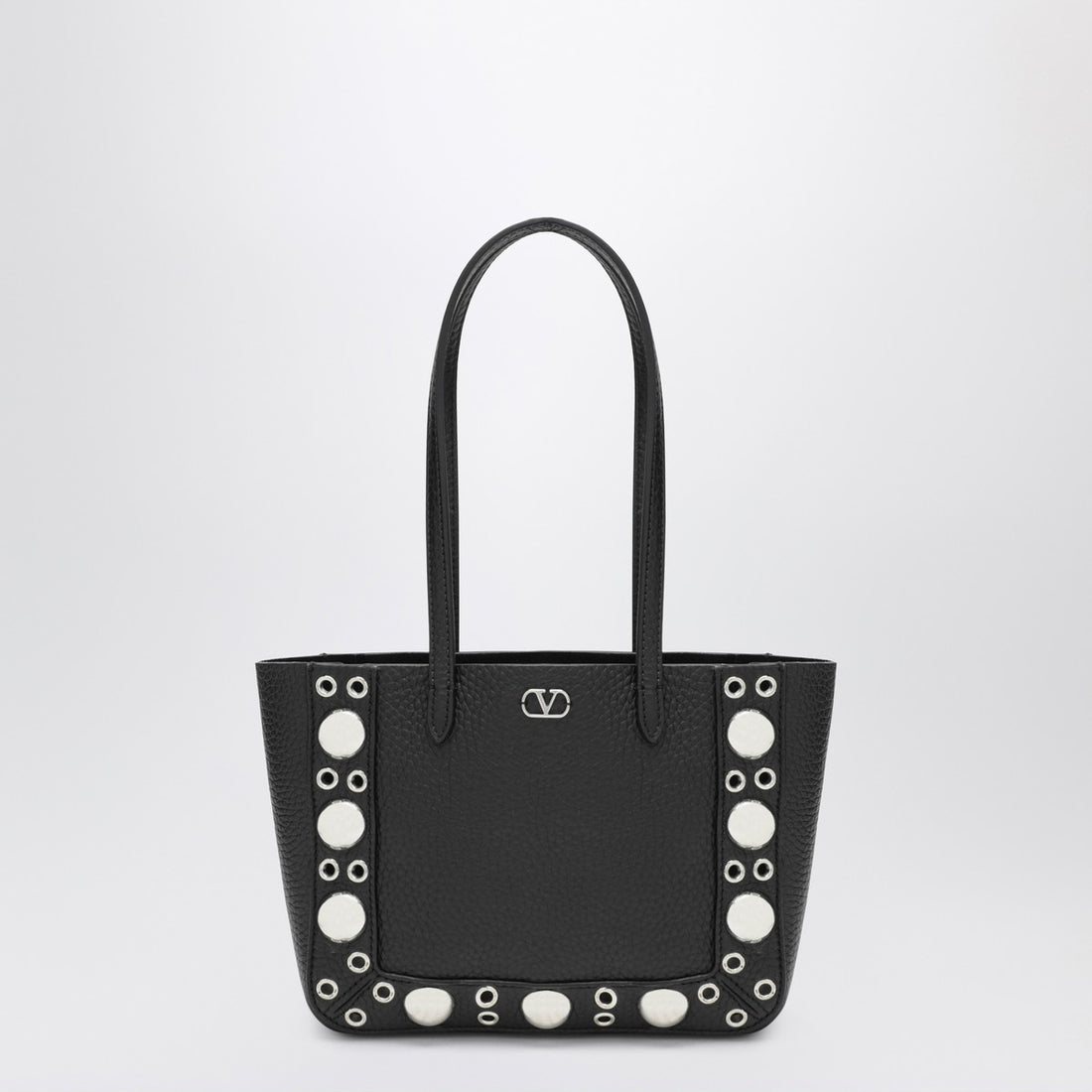 Valentino Garavani Mini Nellcôte Grained Calfskin Shopper Bag Black