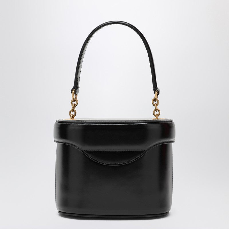 Valentino Garavani Black Leather Vanity Bag with Antique Brass VLogo Black