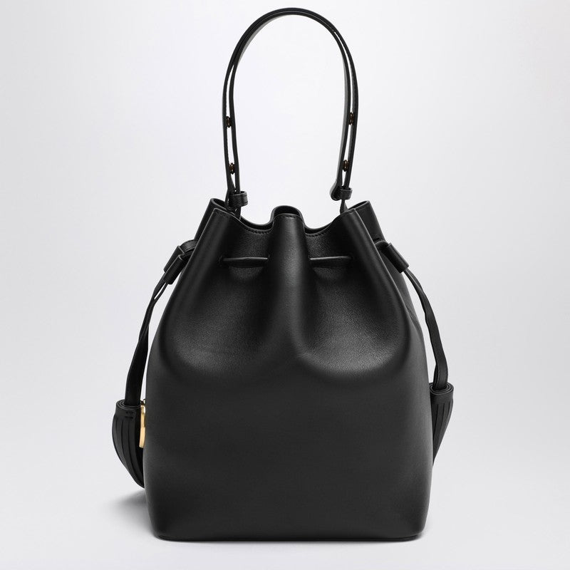 Valentino Garavani So Seau Black Calfskin Bucket Bag with Gold VLogo Black