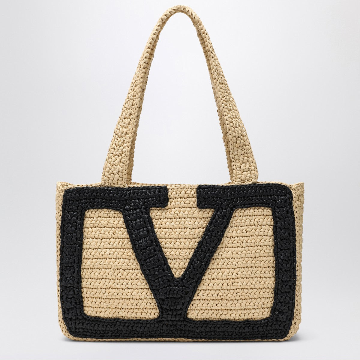 Valentino Garavani Viva Superstar Crochet Medium Shopper Bag Beige
