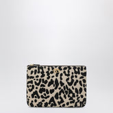 Valentino Garavani Animal-Print Pony-Effect VLogo Signature Pouch Beige