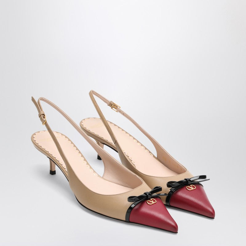 Valentino Garavani Slingback Bepointy 60MM Two-Tone Patent Leather Pumps Beige