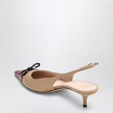 Valentino Garavani Slingback Bepointy 60MM Two-Tone Patent Leather Pumps Beige