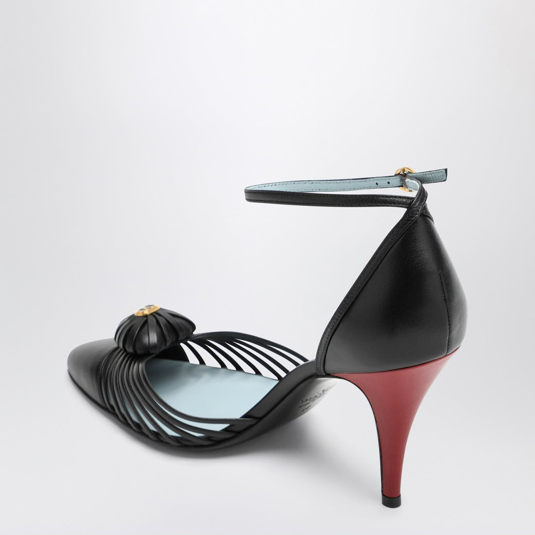 Valentino Garavani Décolleté VG Heart Cage Leather Sandals Black