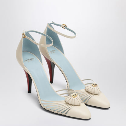 Valentino Garavani Décolleté VG Sandal Cage-Toe Leather Pumps White