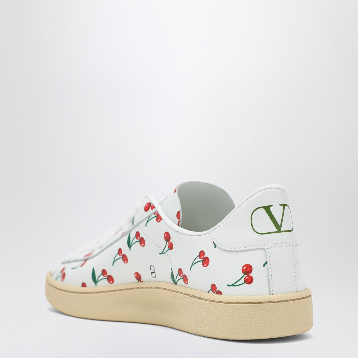 Valentino Garavani Royco Cherryfic Pattern Calfskin Sneakers White