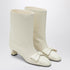 Valentino Garavani Ivory Bow-Detail Leather Ankle Boots White