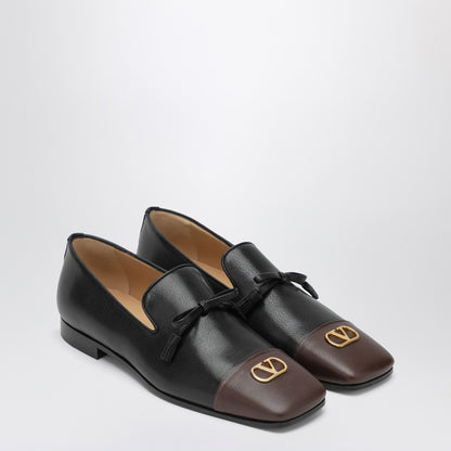 Valentino Babouchoes VLogo Leather Loafers Black