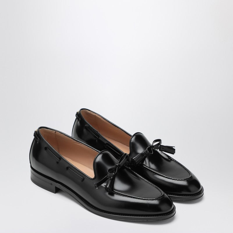 Valentino Garavani Bowshire Glossy Calfskin Loafers with Bow in Black