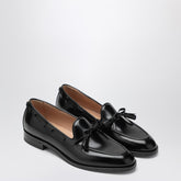 Valentino Garavani Bowshire Glossy Calfskin Loafers with Bow in Black